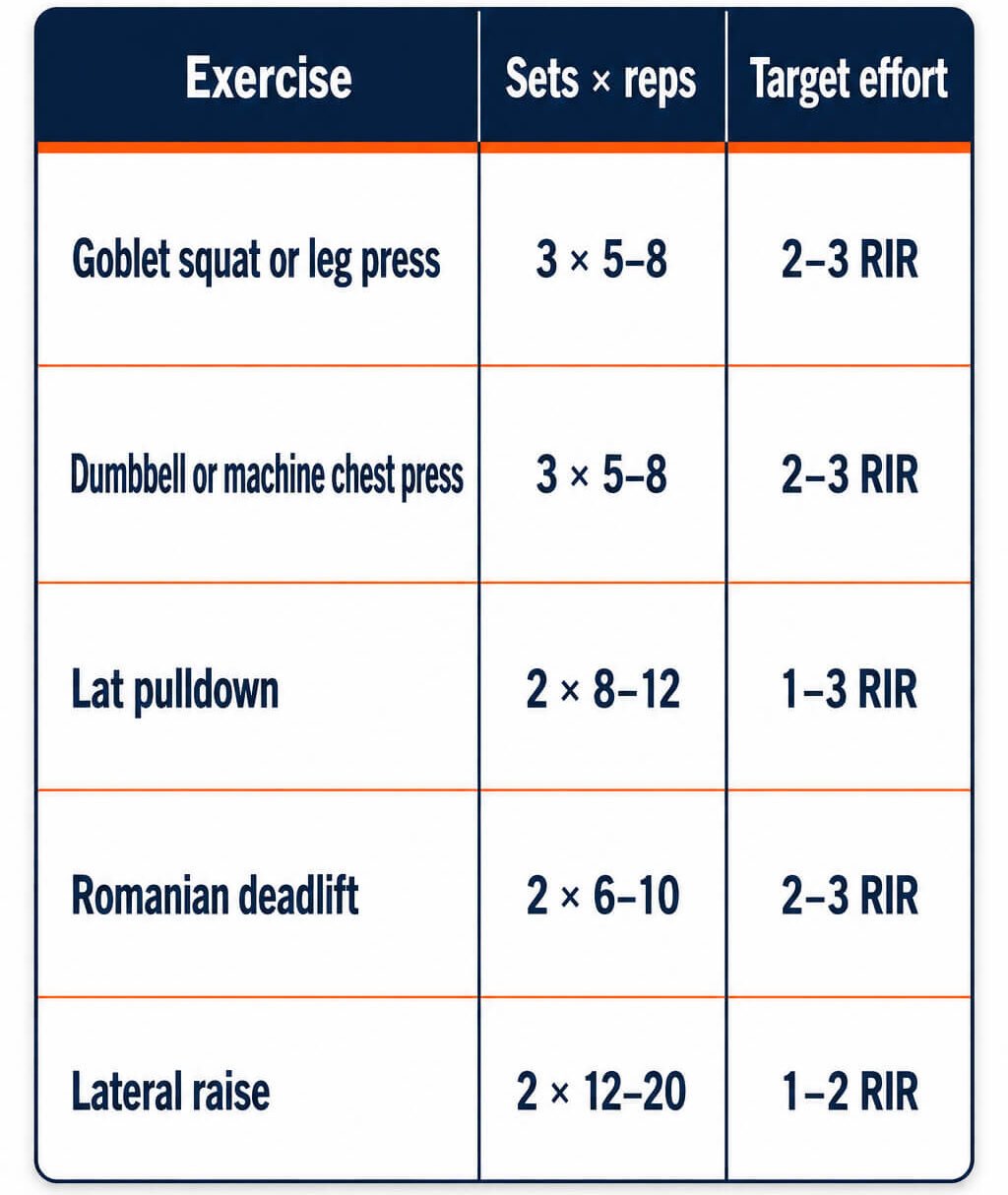 Beginner Strength and Hypertrophy Workout Workout A
