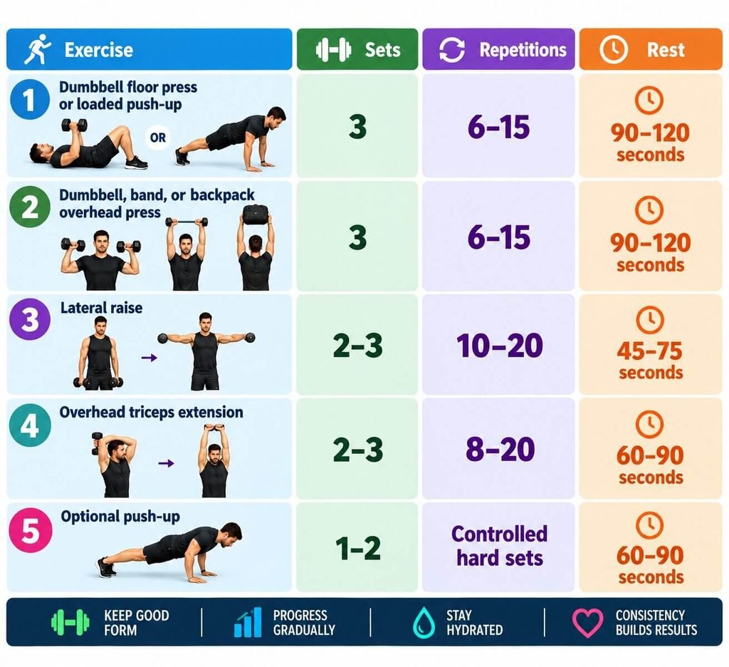 Dumbbell or Backpack Push Day Workout